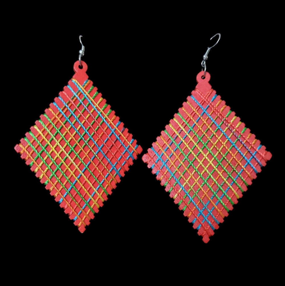 Vibrant Plaid Diamond Earrings